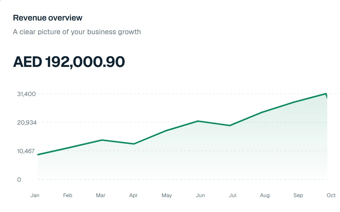 Revenue overview chart in the Netiquette workspace